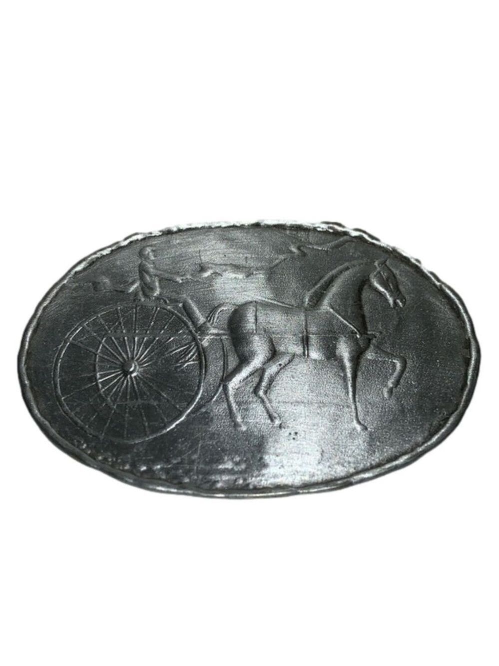 Vintage horse and buggy pewter brooch jonette jewelry